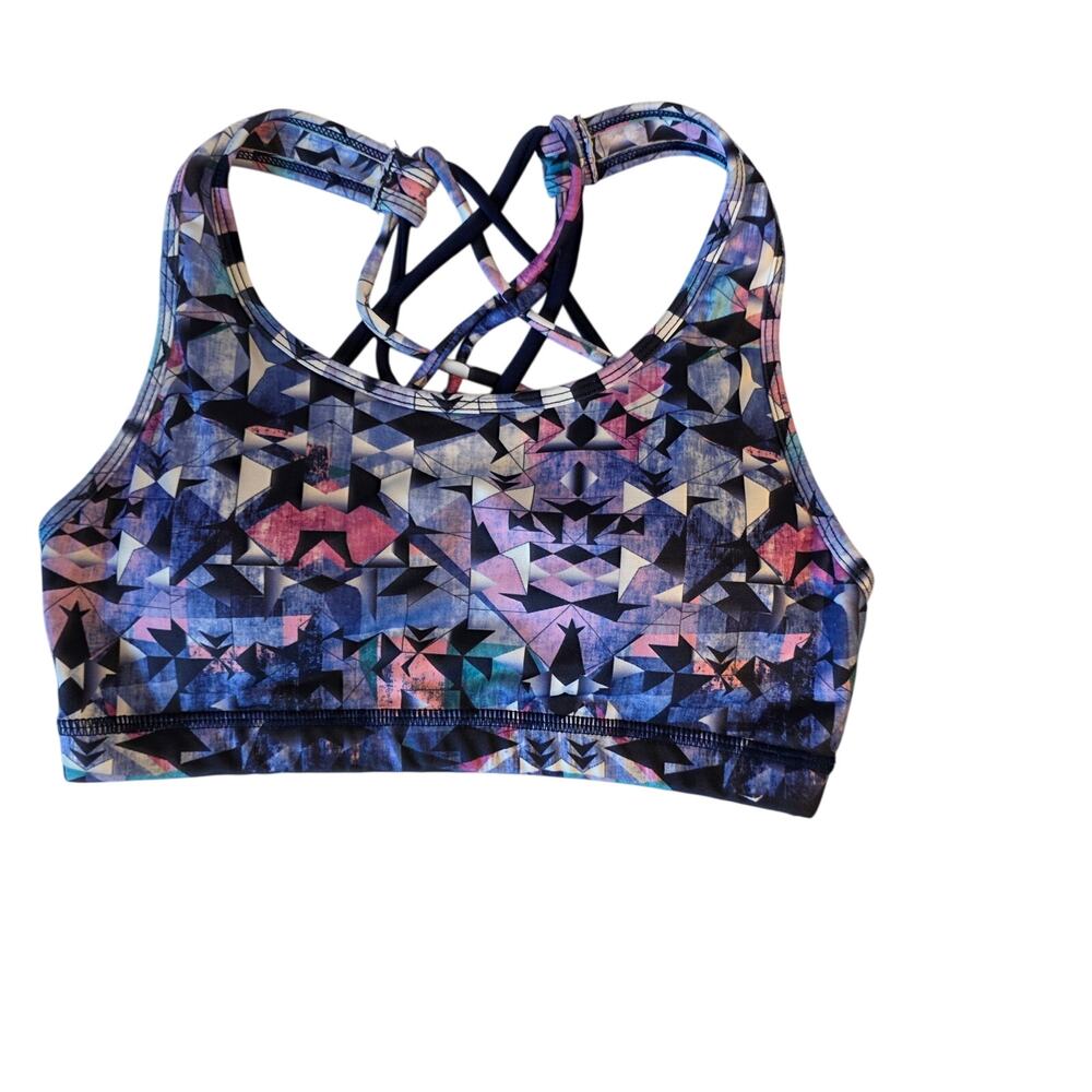 NWT Kapion Strappy Back Sports Bra Abstract Geometric Aztec Print Small
